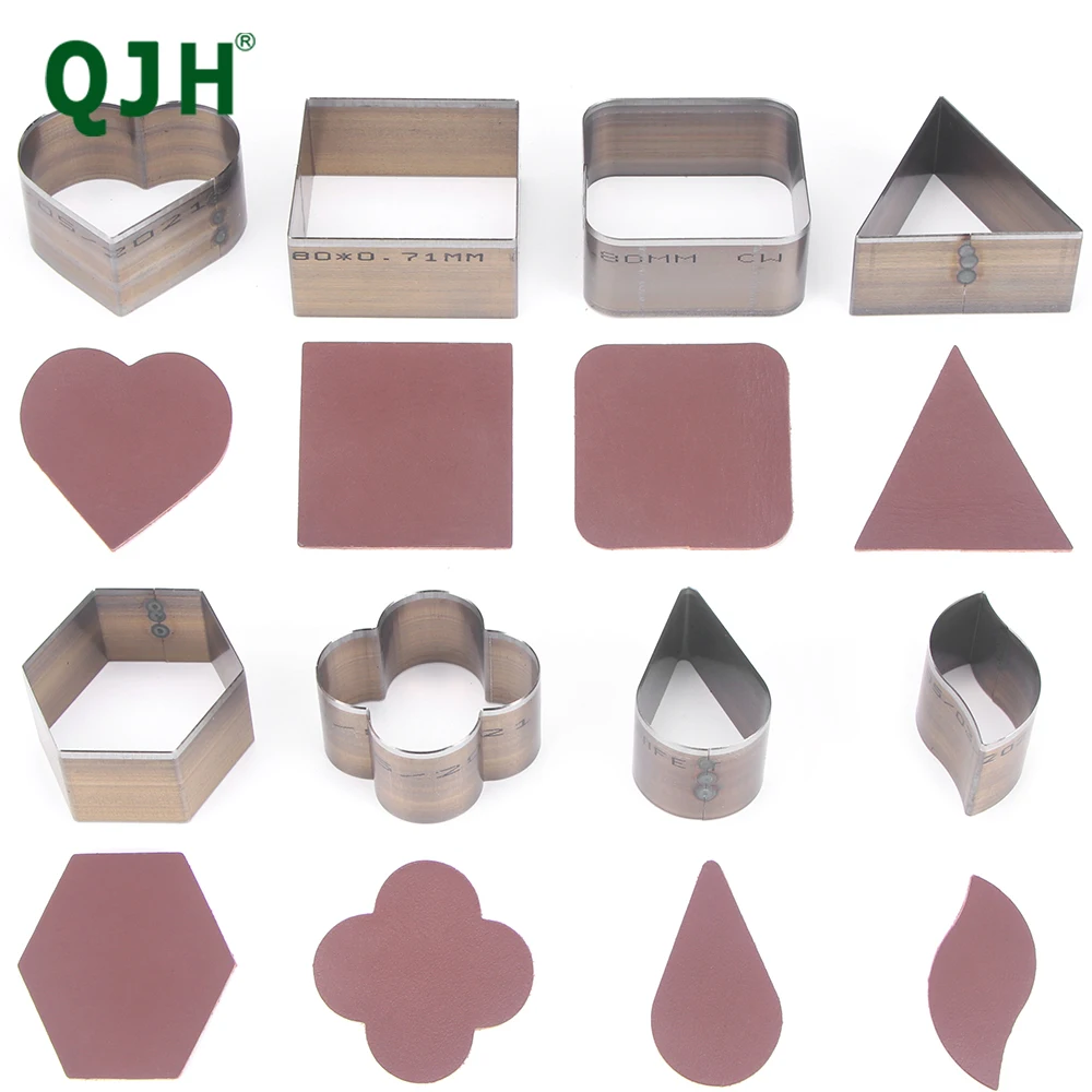7pcs Leather Steel Hole Punching Die, DIY Handmade Leather Art Craft Knife Mould, Leather Cutting Pressing Knife Head Cutter