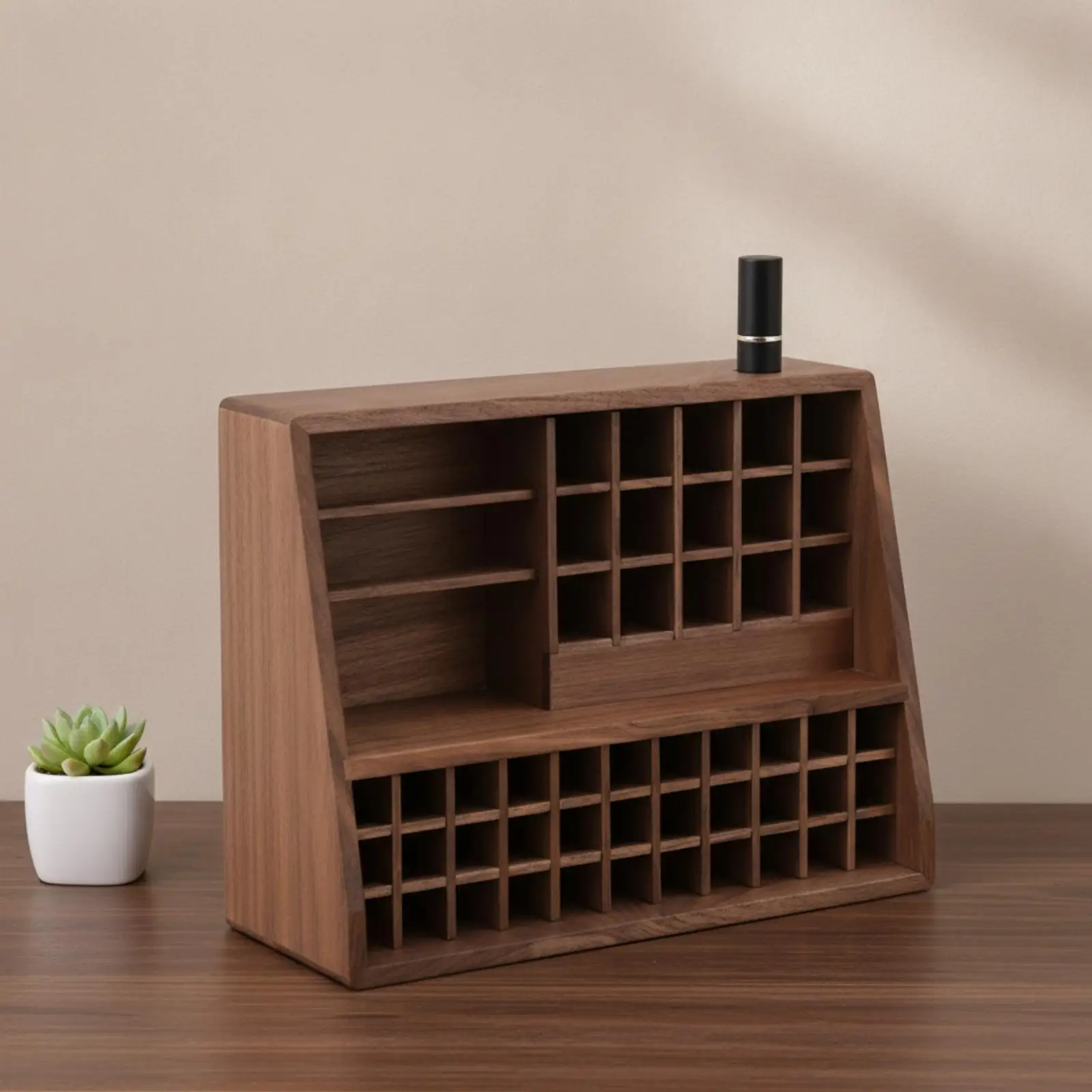 Wooden Cosmetic Organizer Compact Makeup Holder Long-Lasting for Dressing Table