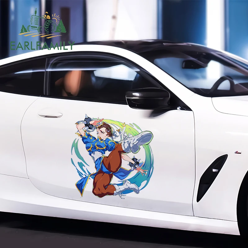 

EARLFAMILY 43 см наклейки на автомобиль с Чунли, крутые аниме-декали JDM для лобового стекла, украшение для дверей автомобиля, DIY