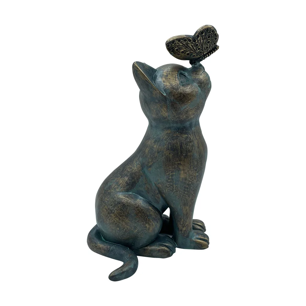 Cat Memorial Figurine Decorative Figurine Cat & Butterfly Curiosity Garden Statue Fairy Art Yard Decor Statue Housewarming Gifts