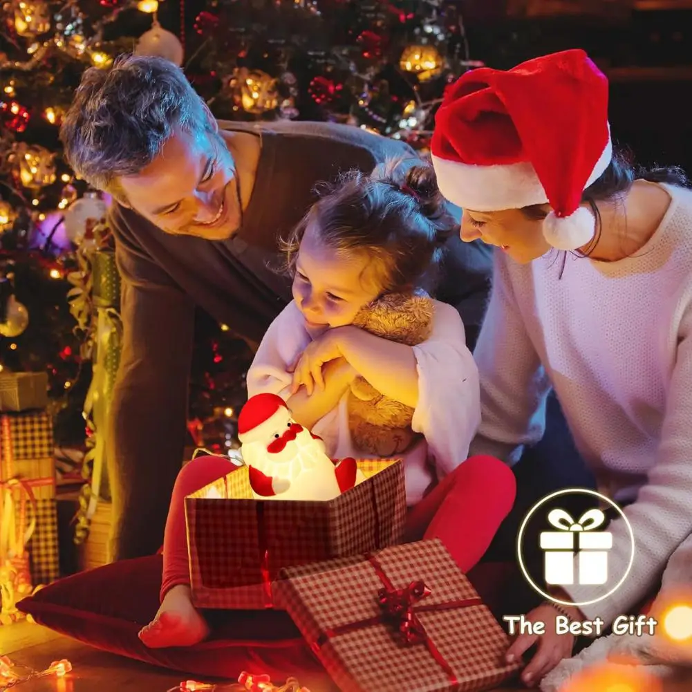 Santa Silicone Faucet Light Color Changing Santa Claus Night Light with Usb-c Charging Rechargeable Bedside Touch Lamp for Baby