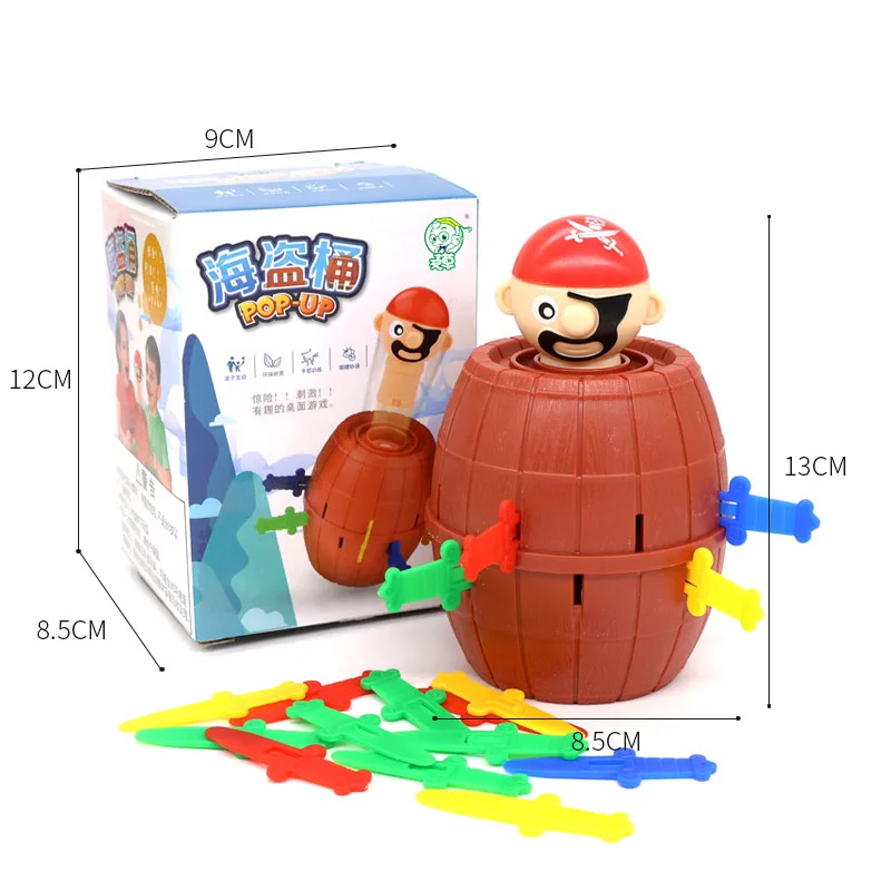 새로운 재미있는 해적 장난감 행운 게임 점핑 해적 버킷 검 스탭 팝업 트릭 토이 어린이 선물 스트레스 해소 장난감