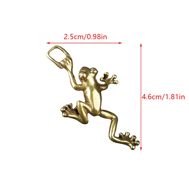 Small Simulation Solid Brass Leaping Frog Statue Keychain Pendant Miniatures Figurines For Home Decor Desktop Car Keychain