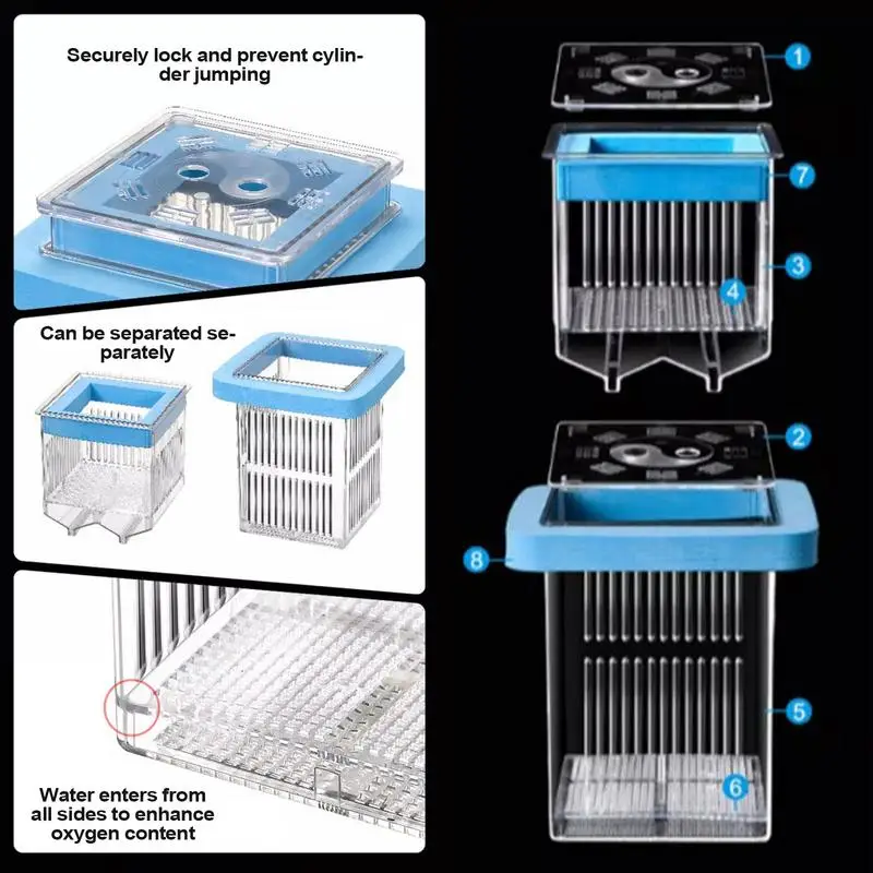 Guppy Breeder Box Floating Clear Frame Hatching Box Aquatic Life Hatchery Incubator Tank Clear Divider Resting Case