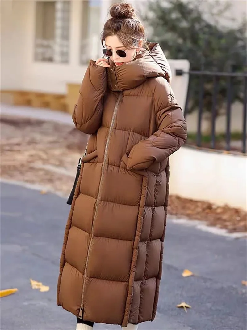 2024 Winter New Down Cotton Parkas Padded Jacket Female X-Long Over The Knee Large Quilt Loose Parkas Coat Padded Jacket