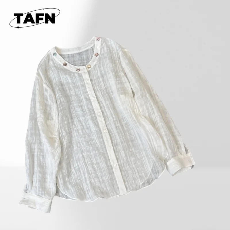 

Ladies Ruffle Shirt Elegant Puff Sleeve Chiffon Blouse Ladies Polka Shirt Loose Fit Long Sleeve Blouse Women’s PuffChic AH01141