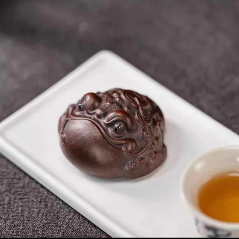 Yixing Purple Clay Golden Toad Tea Pet Three Legged Golden Toad Purple Mud Tea Pet Ornament Kung Fu Tea Set Accessories