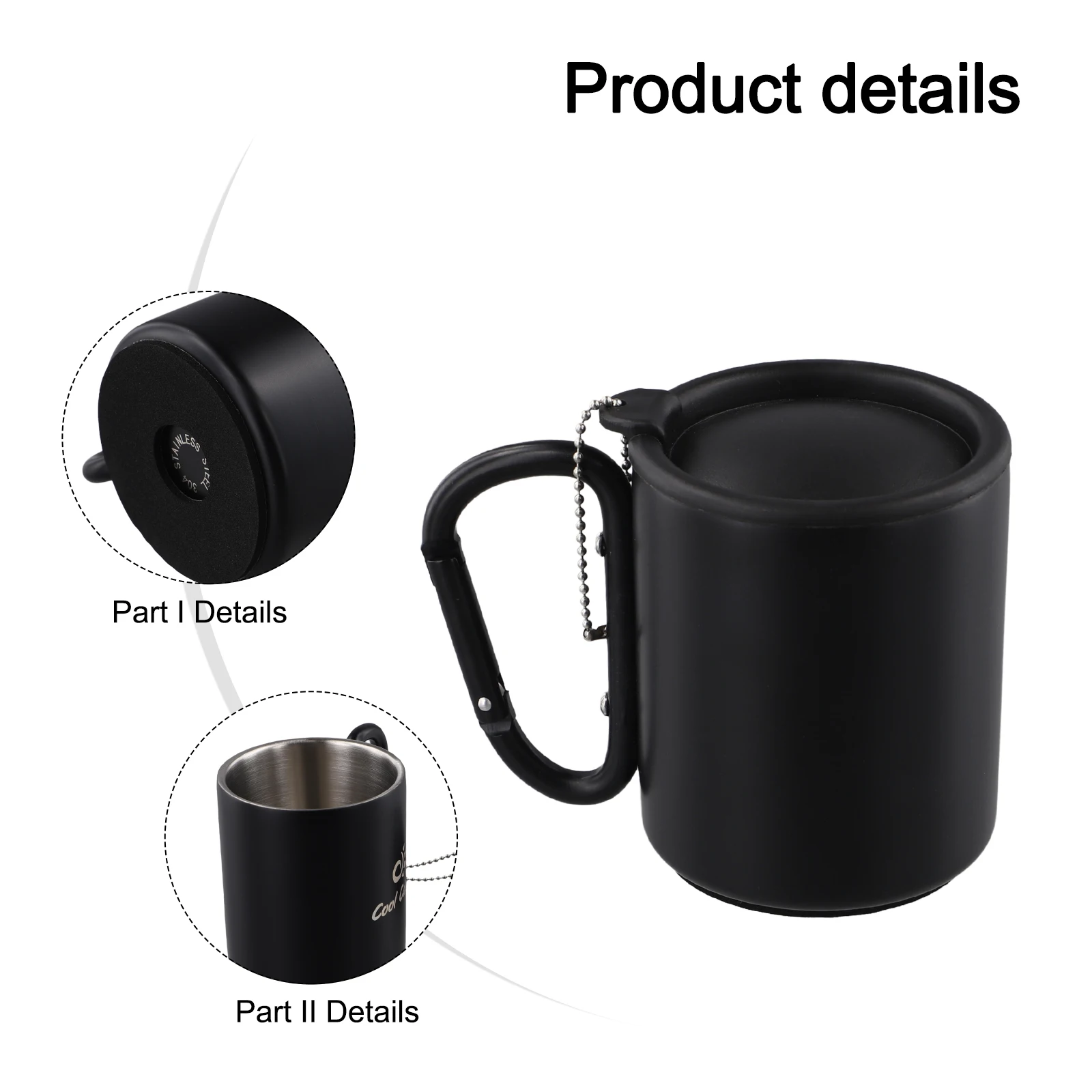 Double Layer Mug Outdoor Water Mug Outdoor Use Aluminum Alloy Carabiner Handle Approx. 8.5x 7cm 3.35x2.75inch 220ml