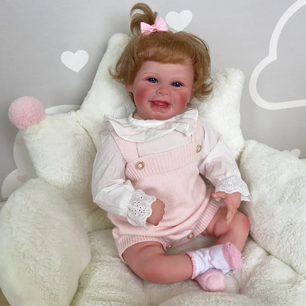 

19inch Finished Bebe Reborn Doll Smile Harper Soft Cuddly 3D Painted Skin with Genesis Paint Visible Veins Toys Doll for Girls