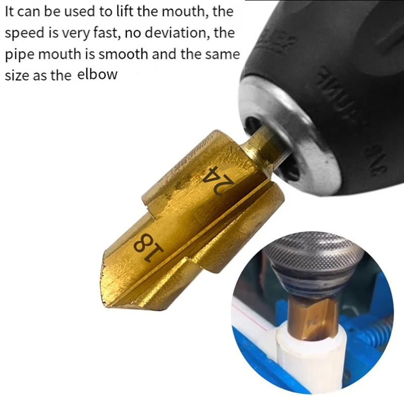 Broca escalonada de 3 piezas, vástago hexagonal, herramienta de conexión de tubería de agua de 20/25/32Mm, broca central para perforación de madera