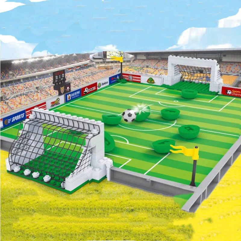 Soccer Field Game Building blocks DIY Table Football Board Match Team Player Bricks Educational Toys Boy Children Gift for Kids