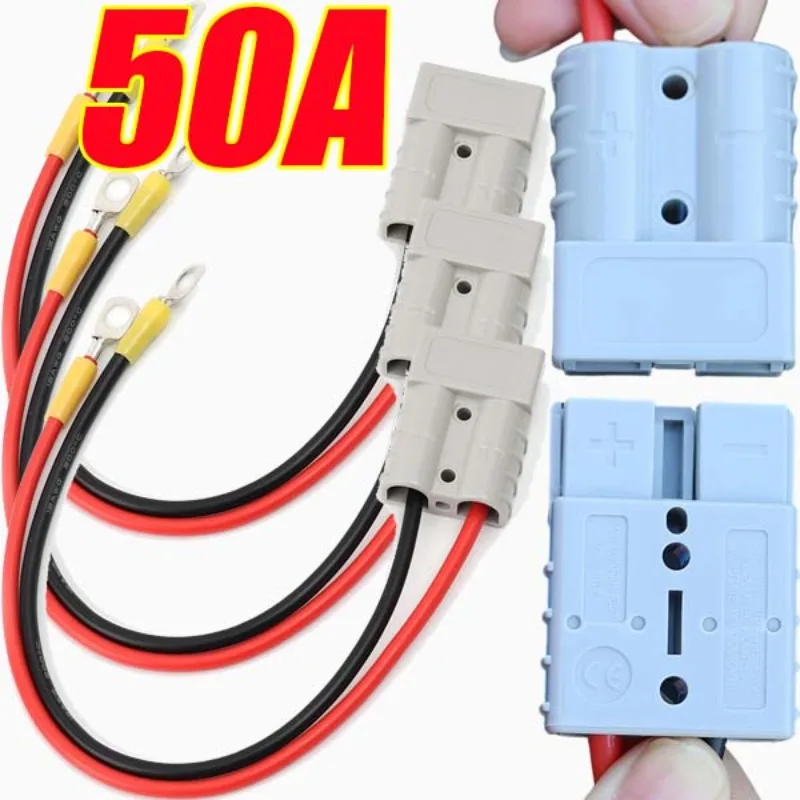 

Plugs 50A with Wire12AWG 1000V DC Post Jacket Forklift Battery Charging Cable 28cm Extension Cord for Connector