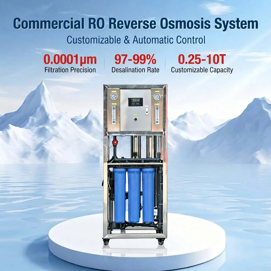 Low Maintenance Electric 500LPH Self-Cleaning Industrial RO Machine For Hotels And Community Water Vending Stations