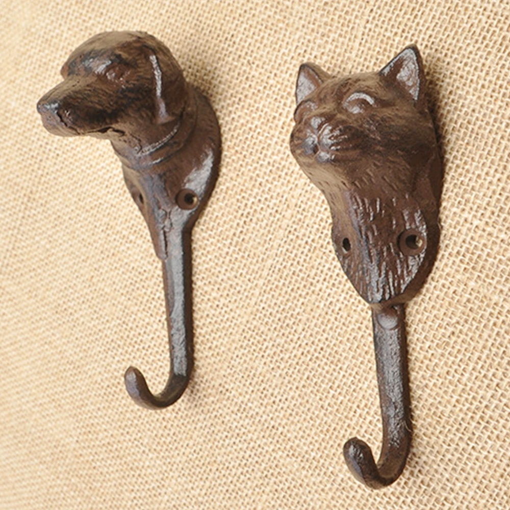 1pc Rustic Cast Iron Hook Dog/Cat/Owl/Dragonfly/Butterfly/Sunlight/Elephant Hanger Wall Mounted Key/Coat/Towel Decor Kitchen