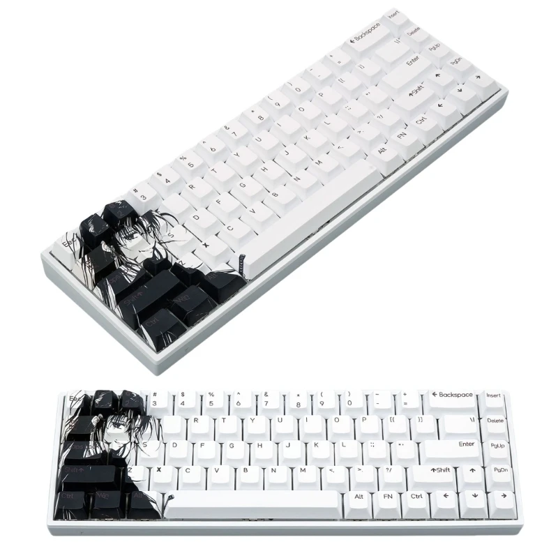 2025 New PBT Original Height Heroine Girl Keycap Set, 75Keys Dye Sublimated Enhances Color Retention for Mechanical Keyboard