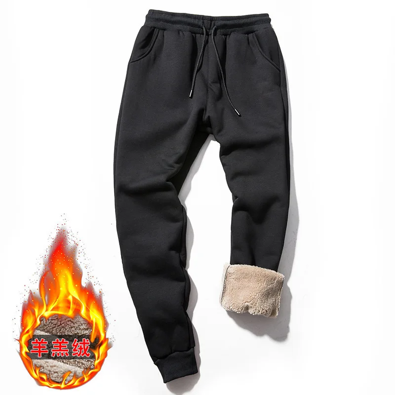 

Термотолстые флисовые брюки, мужские зимние брюки, мужские эластичные теплые спортивные штаны, мужские ветрозащитные кашемировые брюки, мужские джоггеры из овечьей шерсти