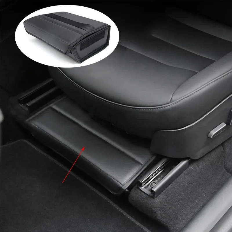 For Tesla Model Y  Car Front Seat Storage Box Car Black Folding Leather Organizer Automobiles Durable Auto Interior Accessories