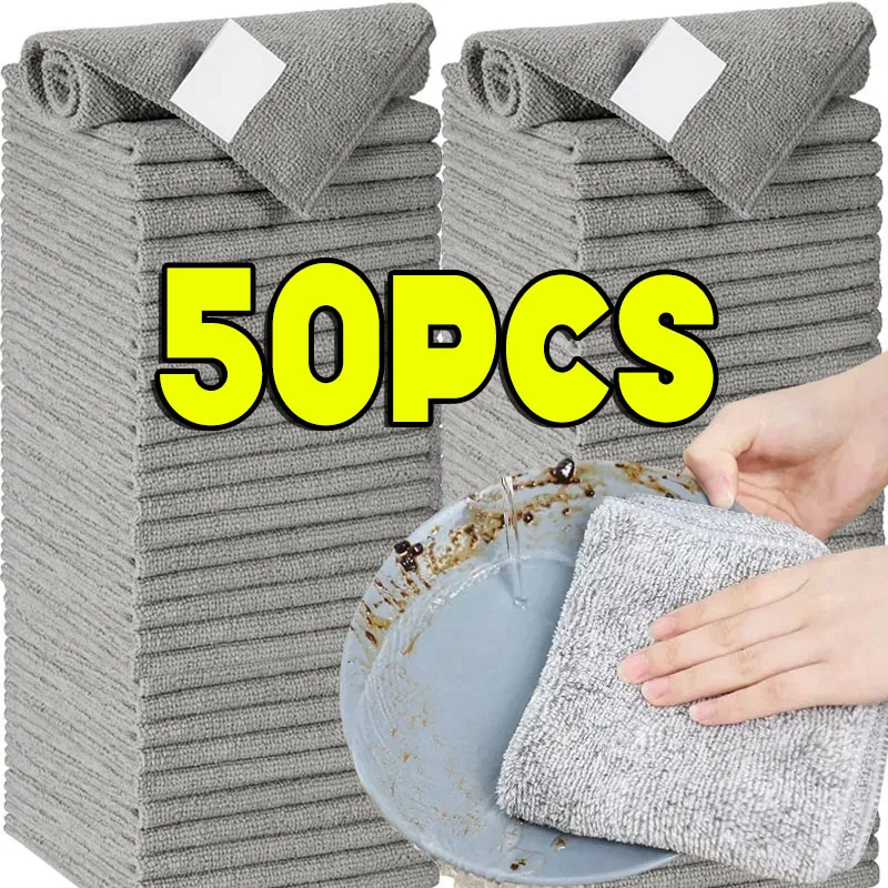 Super Absorbent Bamboo Charcoal Cleaning Towel Kitchen Microfiber Cloth Rags Non-Stick Oil Soft Dish Wipe Household Clean Towel