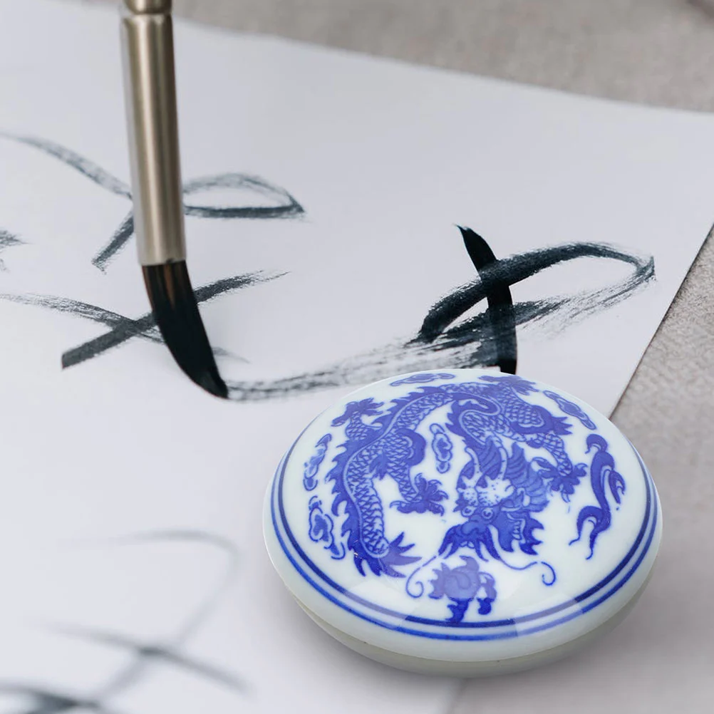 Chinese Painting Ink Pad Calligraphy Inkpad Decorative Ceramic Box Calligraphy Inkpad Portable Ink Pad Calligraphy Ink Pad Stamp