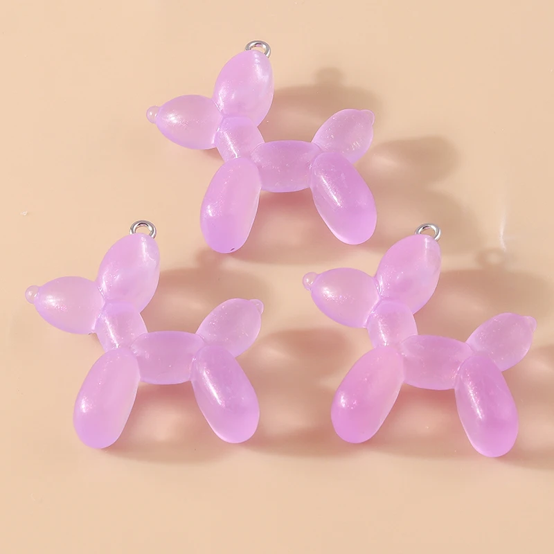 10Pcs 34*38mm Resin Cute Colorful Balloon Dog Charms for Earring Bracelet Necklace Lovely Pendant Handmade Jewelry Making