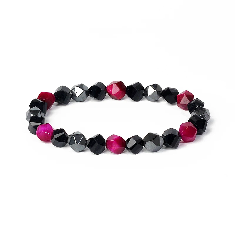 Nature Stone Beads Bracelet Facted Tiger Eye Obsidian Hematite Bracelets for Magnetic Health Protection Soul Jewelry Men Pulsera