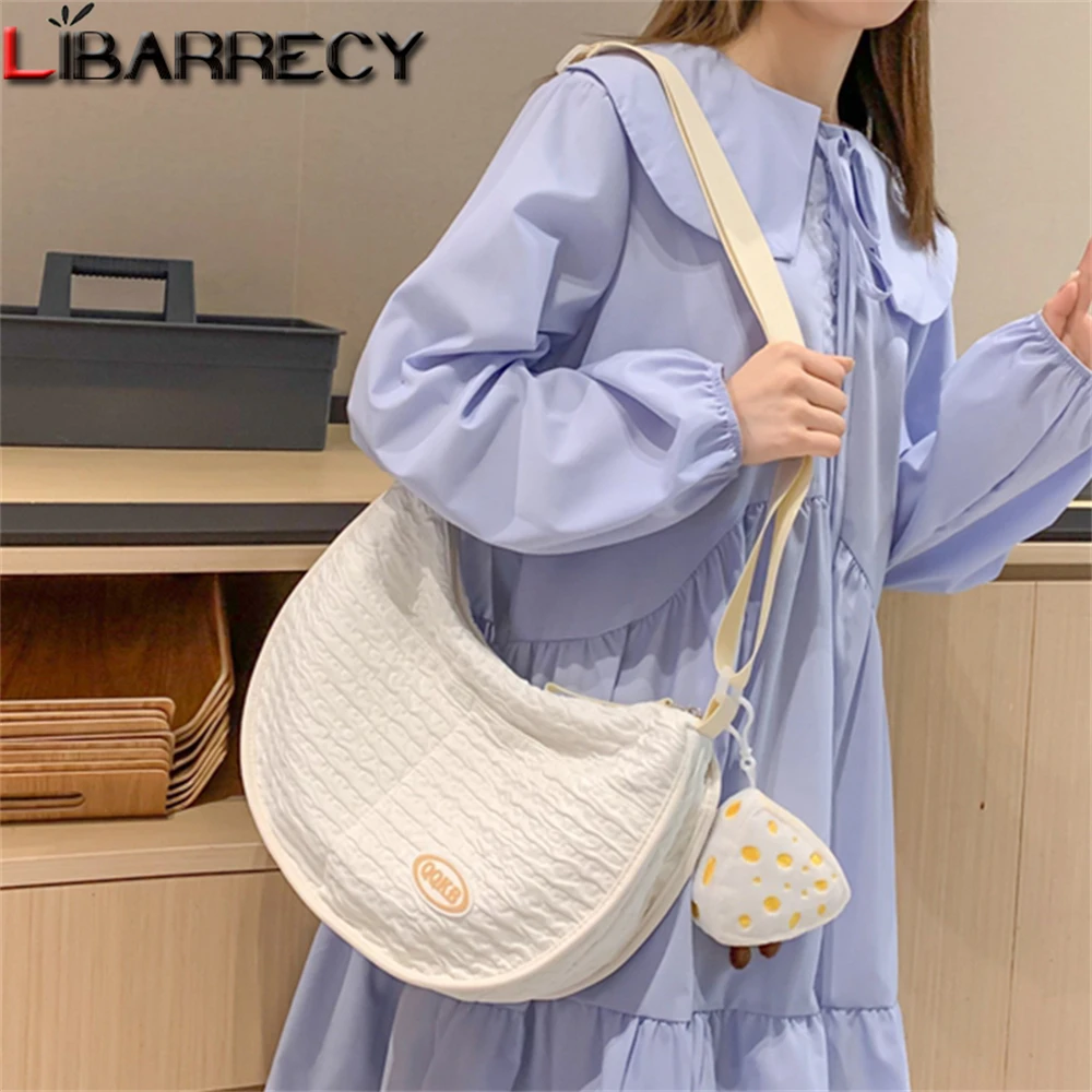 

Women Bag Large Capacity Crossbody Bags Female Vintage Half Moon Messenger Handbag Ladies Nylon Daily Shoulder Underarm Bags Sac