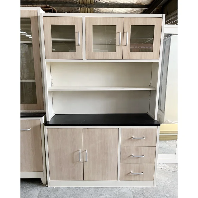 Armario de Cocina Multiusos con Cajones Metálicos, Mueble de Almacenamiento para Comedor y Cocina con Encimera