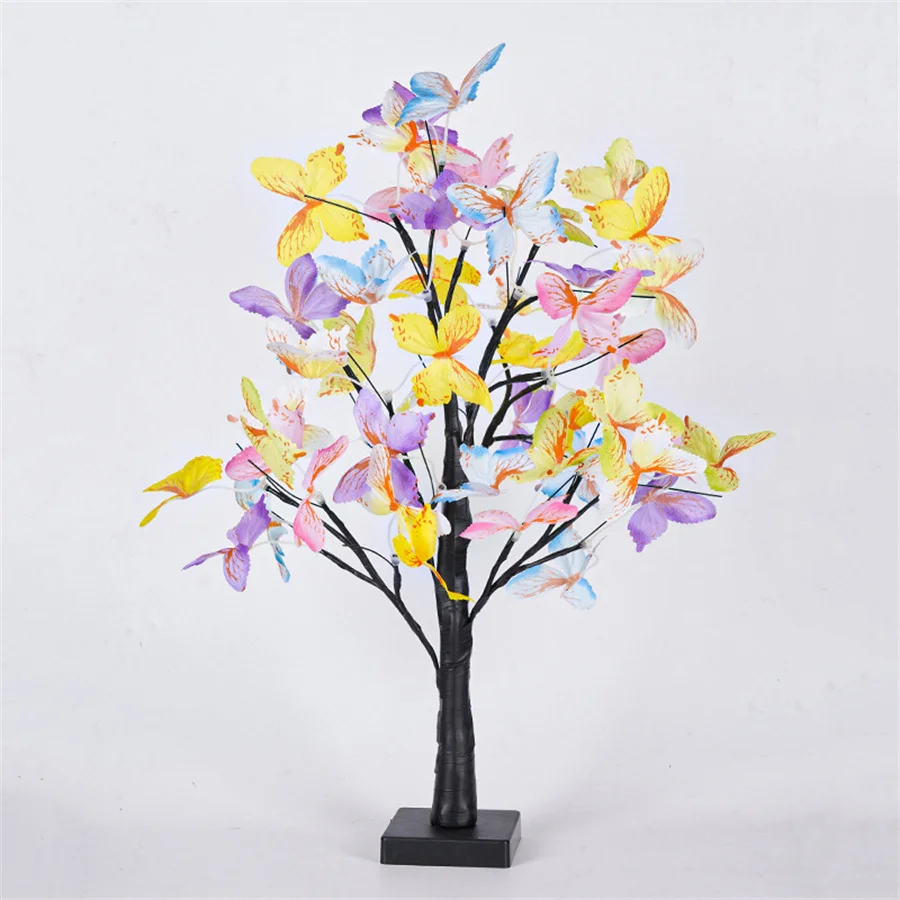 60CM LED Lighted Butterfly tree LED Birch Tabletop Bonsai Tree Night Light DIY Artificial Christmas Tree Lamp For Table Decor