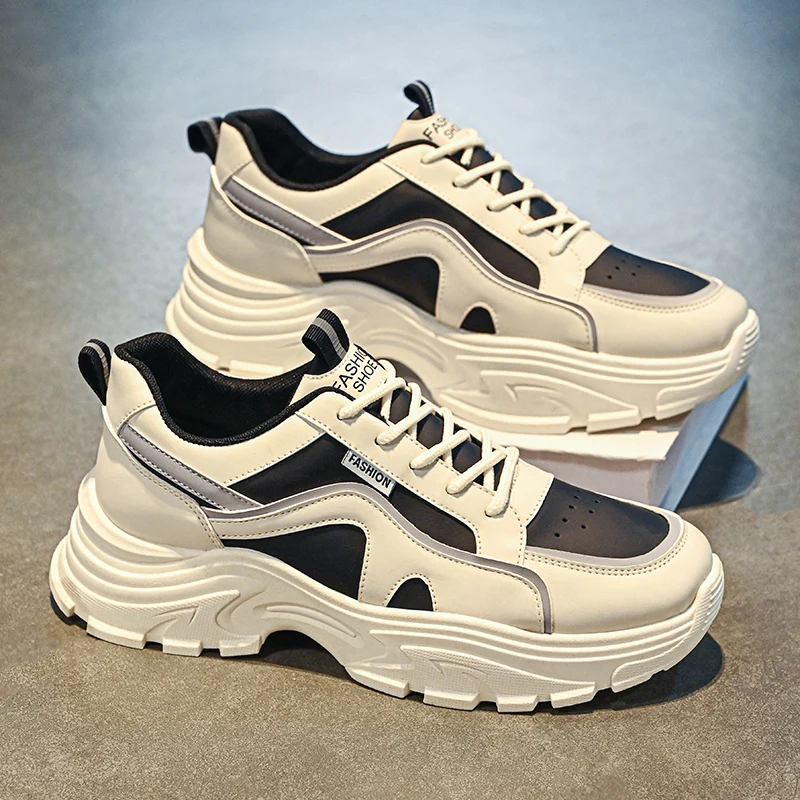 

Autumn Men's Shoes New Breathable White Sneakers Men's Trendy Versatile Thick-Soled Sports Shoes Casual Running Dad Shoes Trendy