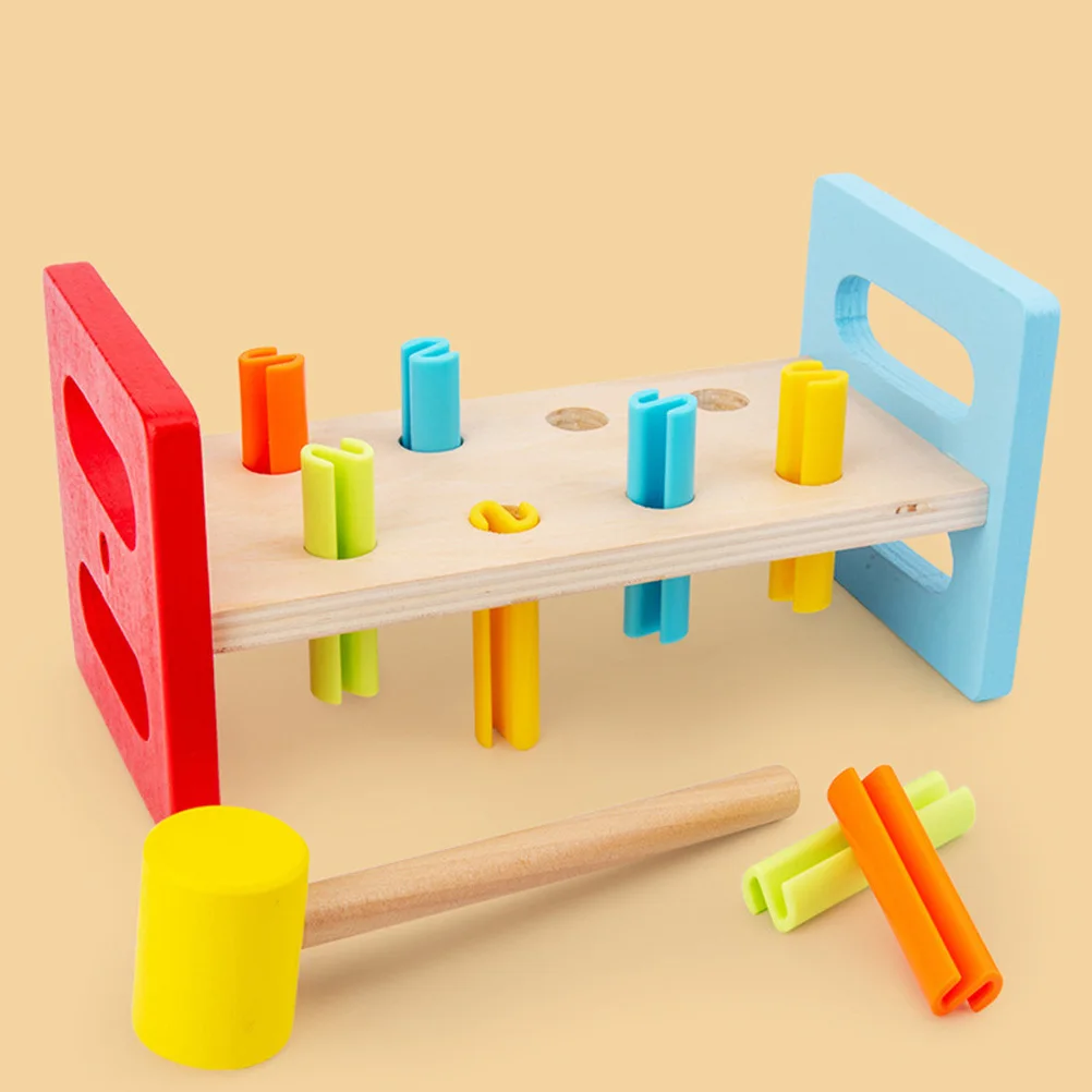 1 Set Kids Wooden Hammering Plaything For Early Education Hand-Eye Coordination Development Pounding Game Beating Fun