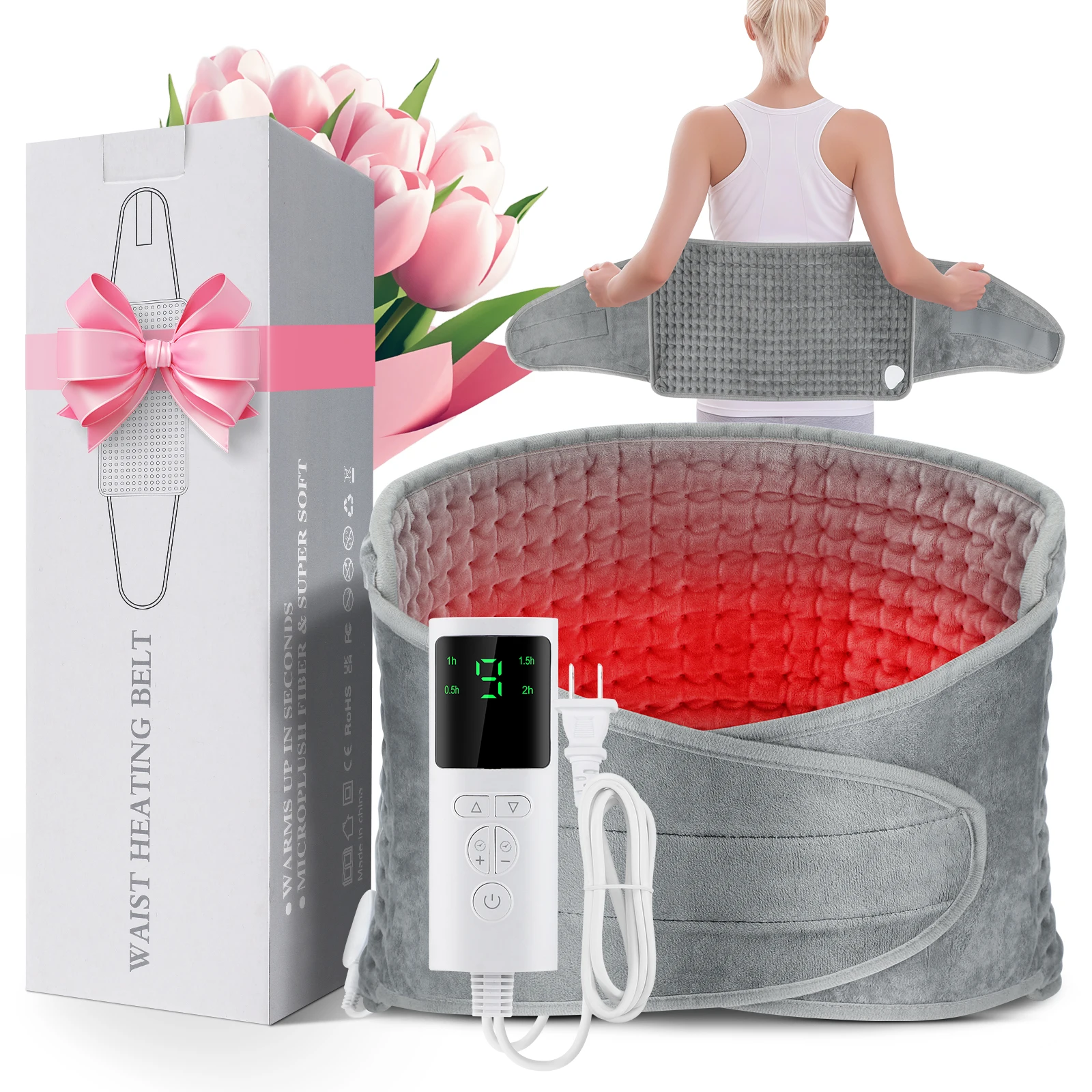 

Electric Heating Pad Waist Back Lumbar Warm Pad 9-level Adjustable Temperature Waist Belt Office Home Winter Warming Hand Warmer