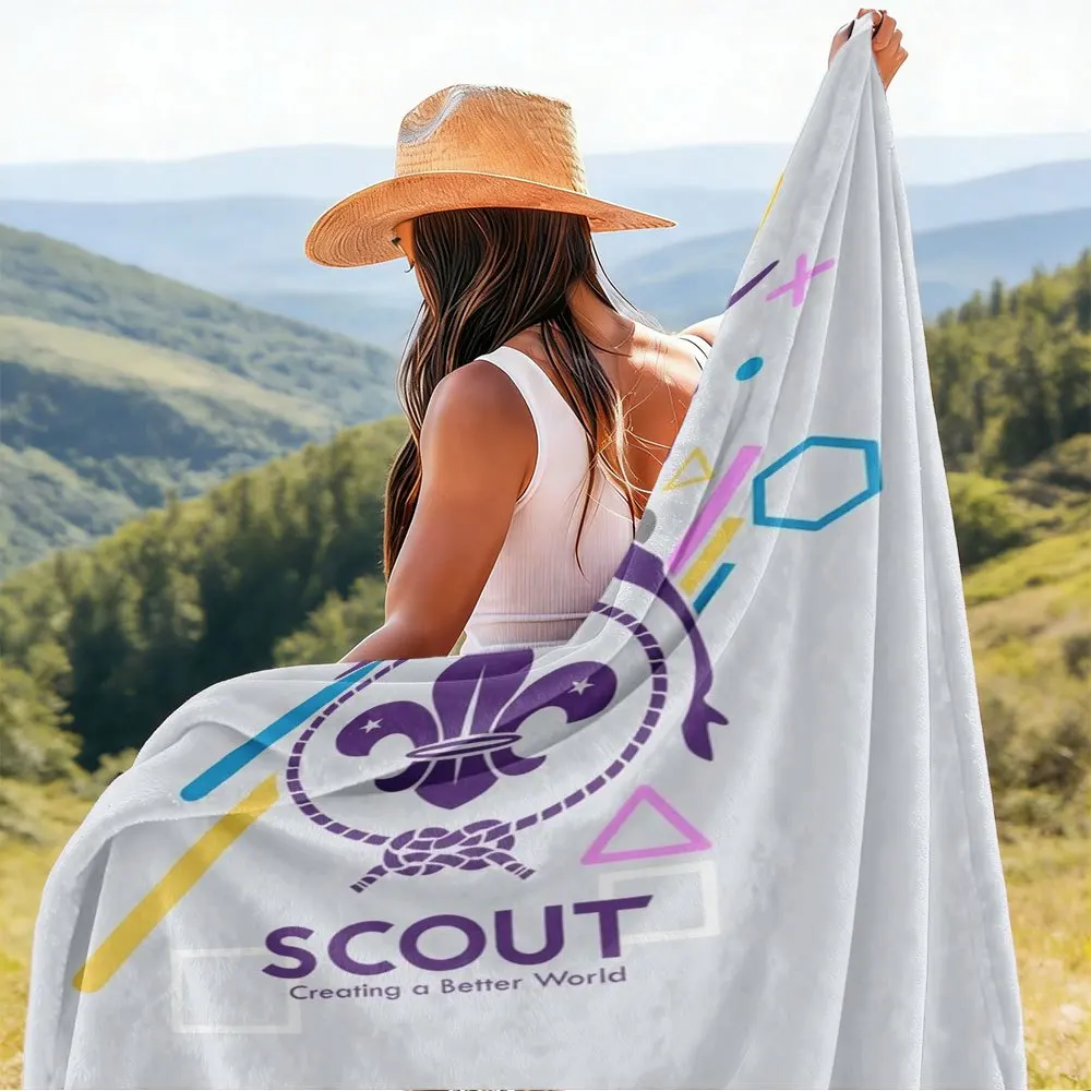 Large Scout Theme Blanket Tapestry Throw 150x200cm Camping Picnic Outdoor Decorative Blanket Gift for Boy Girl