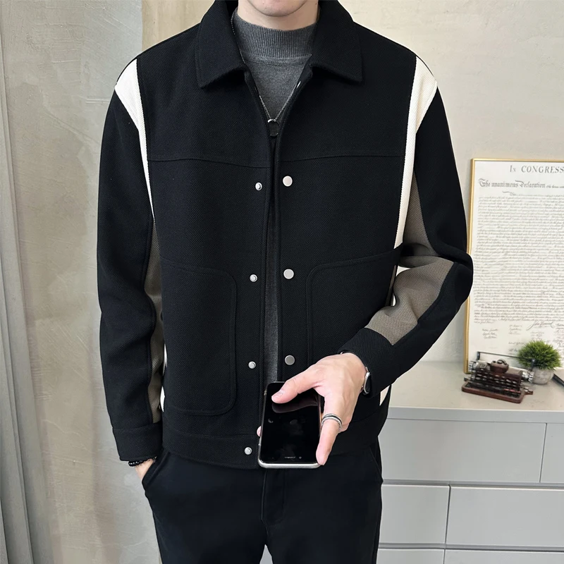 

2023 Short Woolen Coats for Autumn and Winter Men's Korean Wool Fashionable Imitation Jacket Heavy Wear Male Clothing Z162