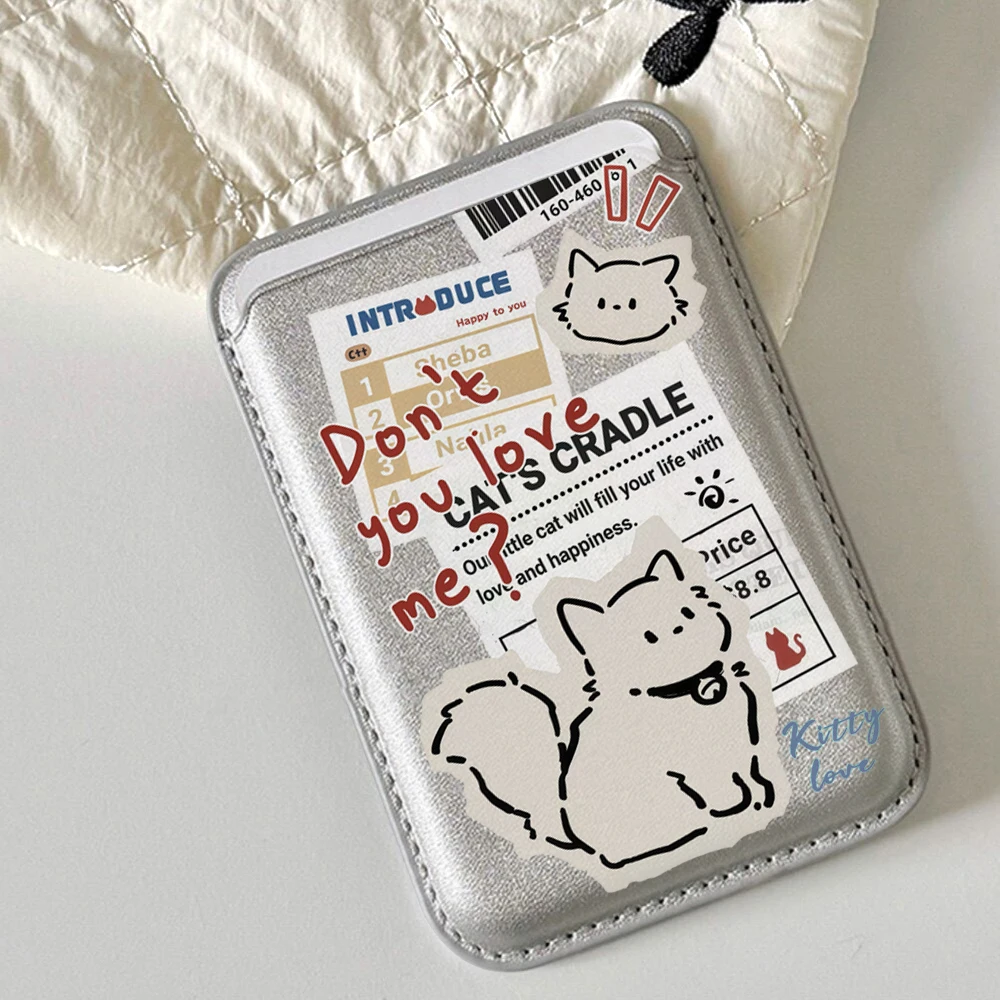 Kitty Love Leder-Kartenetui Handyhülle Kartenhalter für Magnetische Hülle Geeignet für alle iPhones für Magsafe Karten-Handy-Rückentasche – Detail 1