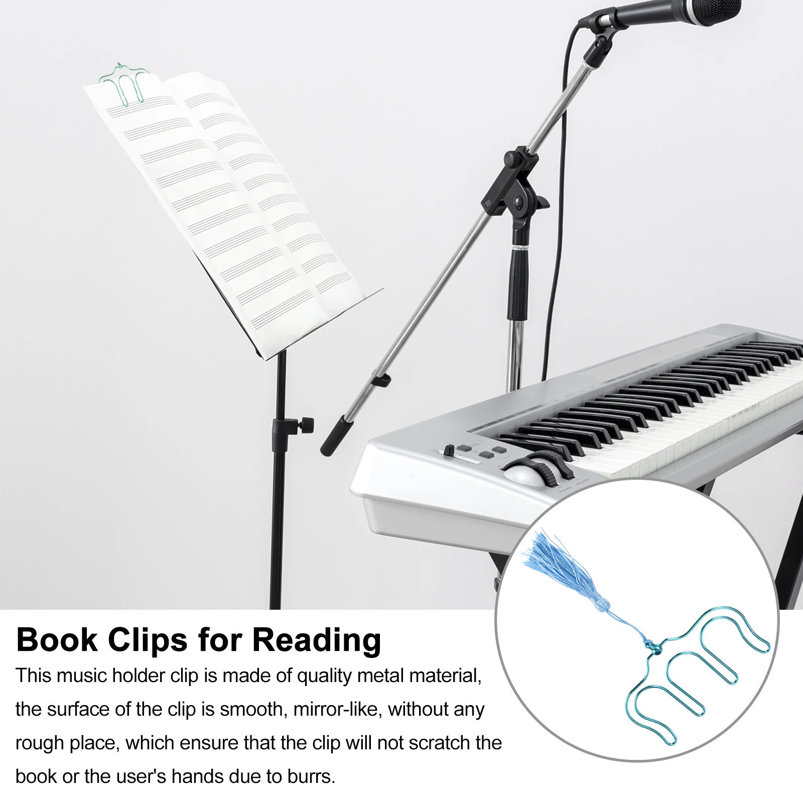 

2 Pcs Music Book Holder Note Page Clip Paper Clips Score Metal Folder Accessories