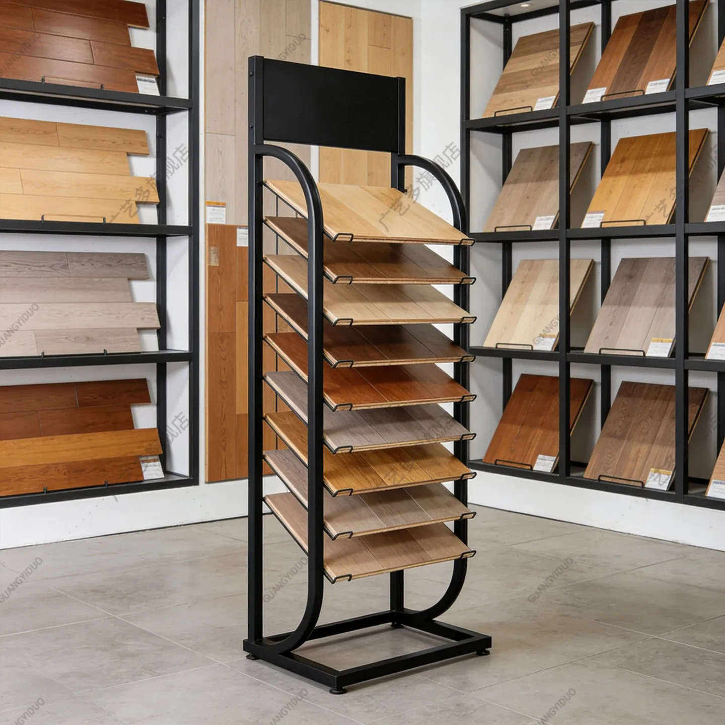 Wood floor swatch integrated ceiling sample rack tile rack ceramic stone display rack clothing cabinet door panel swatch display