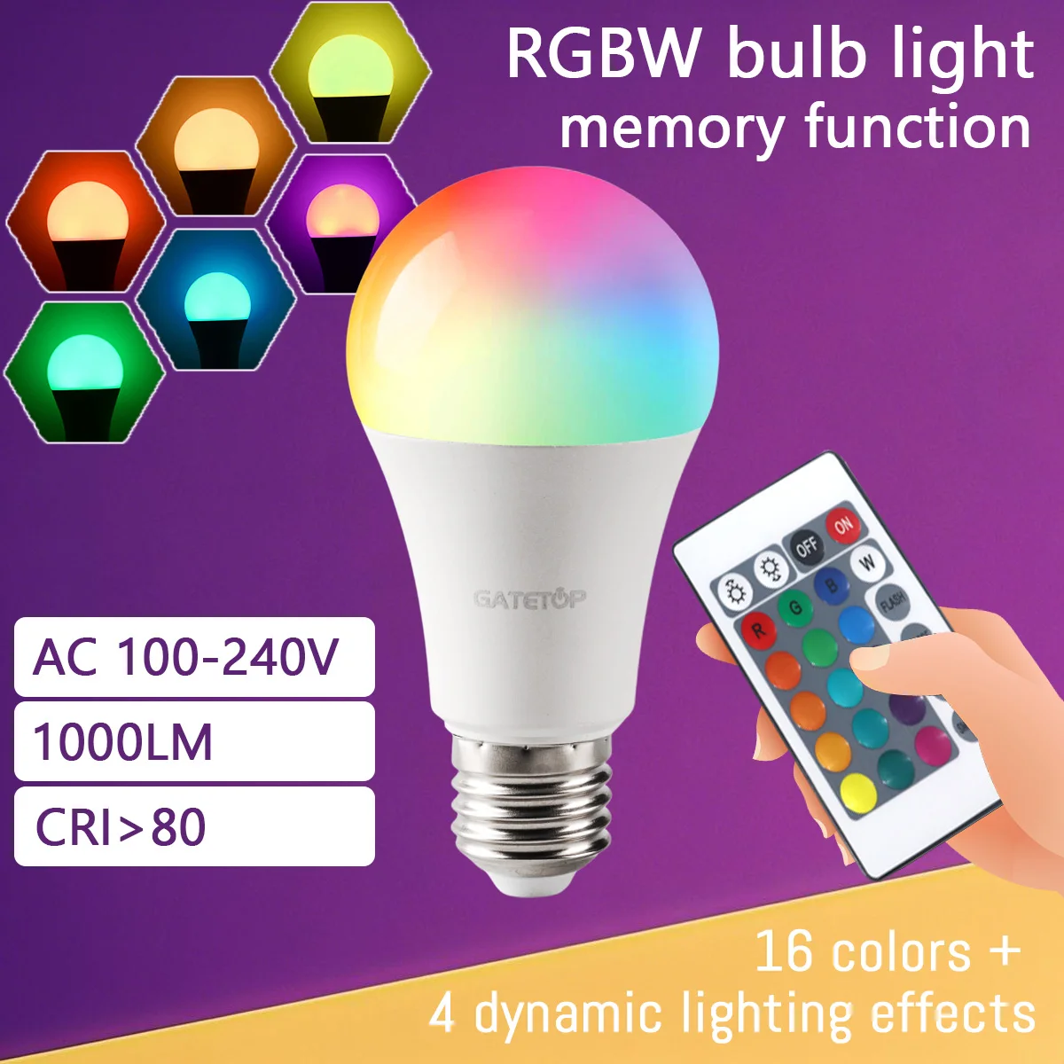 

1-10PCS RGB E27 LED Bulb Lamp 24 Key Remote Control Dimmable No Flicker 10W AC 220V 110V Colorful Change for Bedroom Lamp
