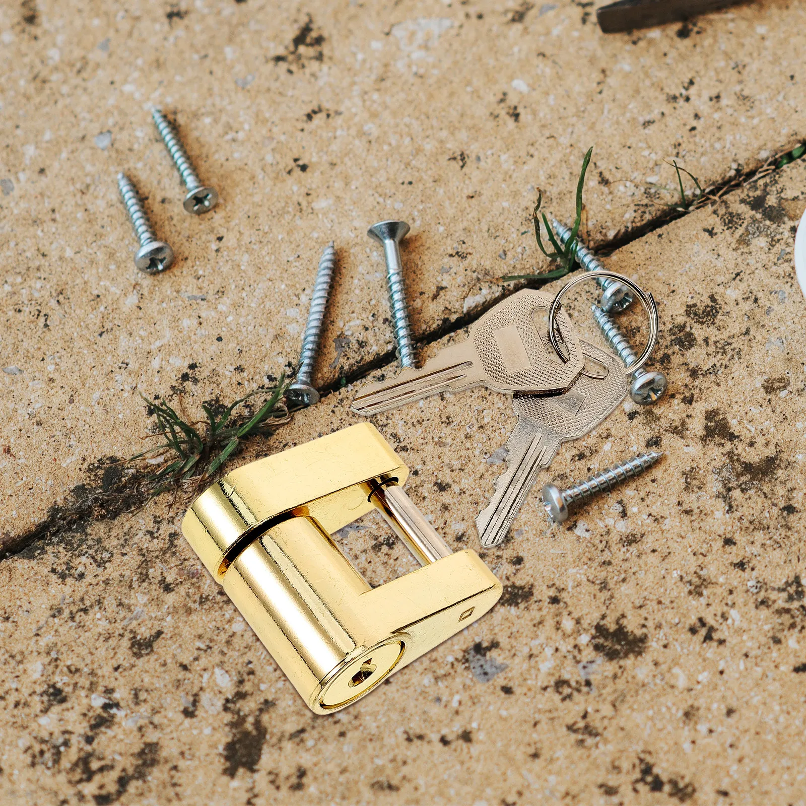 

Trailer Coupler Lock 6Mm Hole Size Solid Brass Core Zinc Alloy Body Flat Key Tamper Proof for Trailer Hitch Security Theft