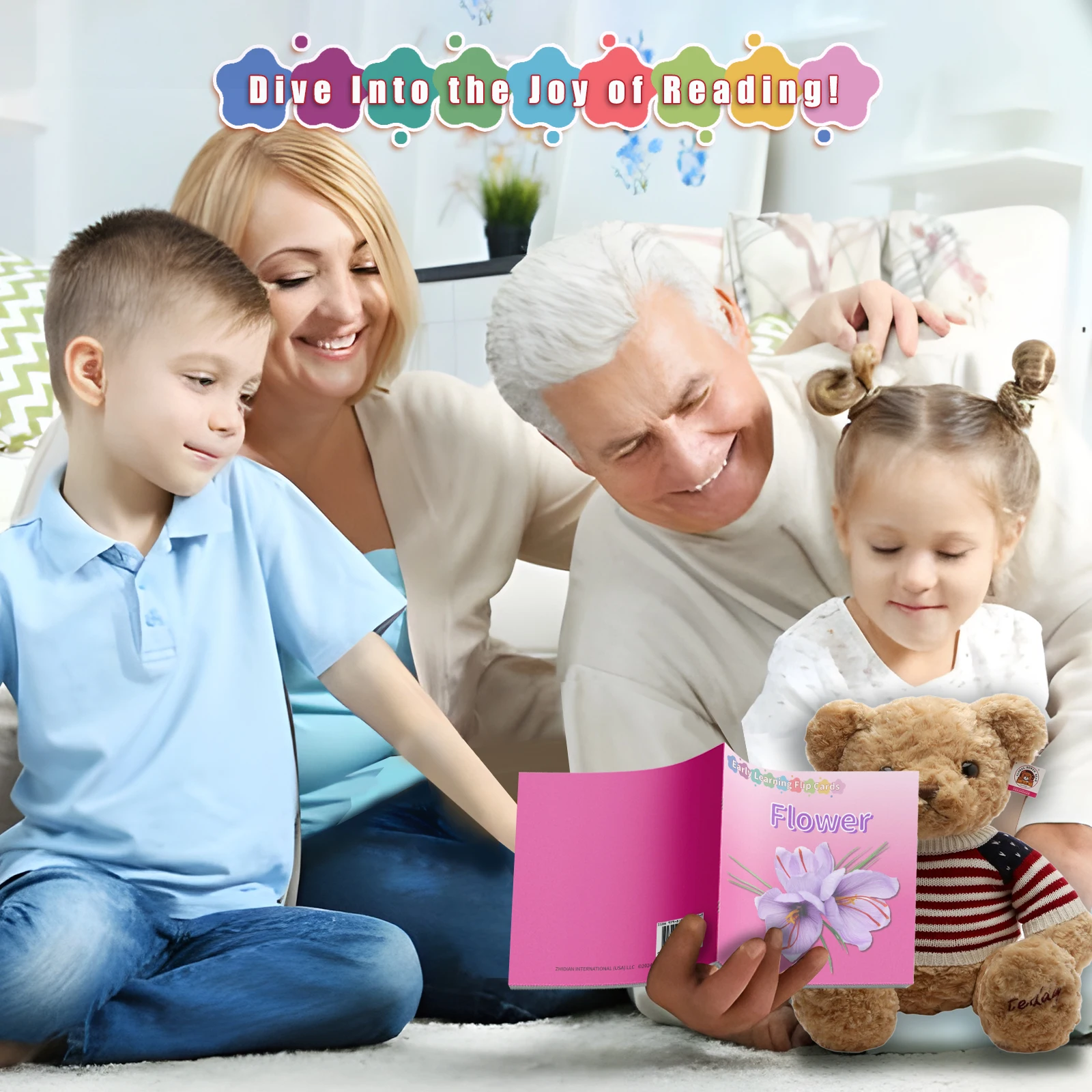 Flower Theme Card Book - Vivid Knowledge Card Book for Early Learning, Visually Stimulating Educational Cards