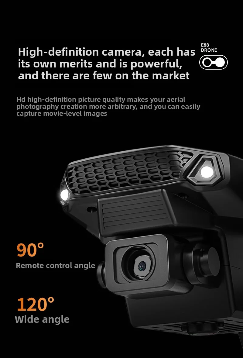Drone E88 Pro WiFi FPV ​ ​   – Câmera HD 4K, Quadcopter Dobrável com Suporte de Altura, Ideal para Iniciantes Câmera HD Grande Angular WiFi FPV