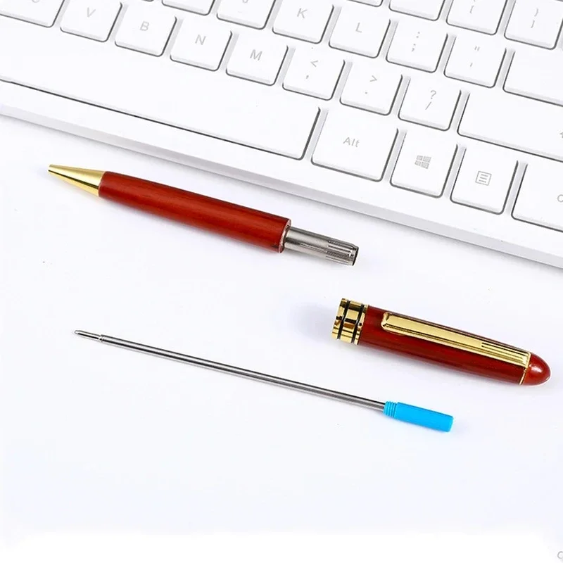 Luxury Retro Wooden Ballpoint Pen Set Blue/Black Refilling Creative Rotary Type Business Signature Pens School Office Stationery