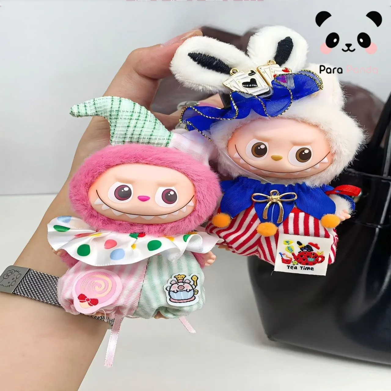 bonito-poker-rei-rainha-roupa-para-labubu-40-mini-coracao-senha-serie-boneca-roupas-conjunto-10cm-mini-vinil-boneca-traje