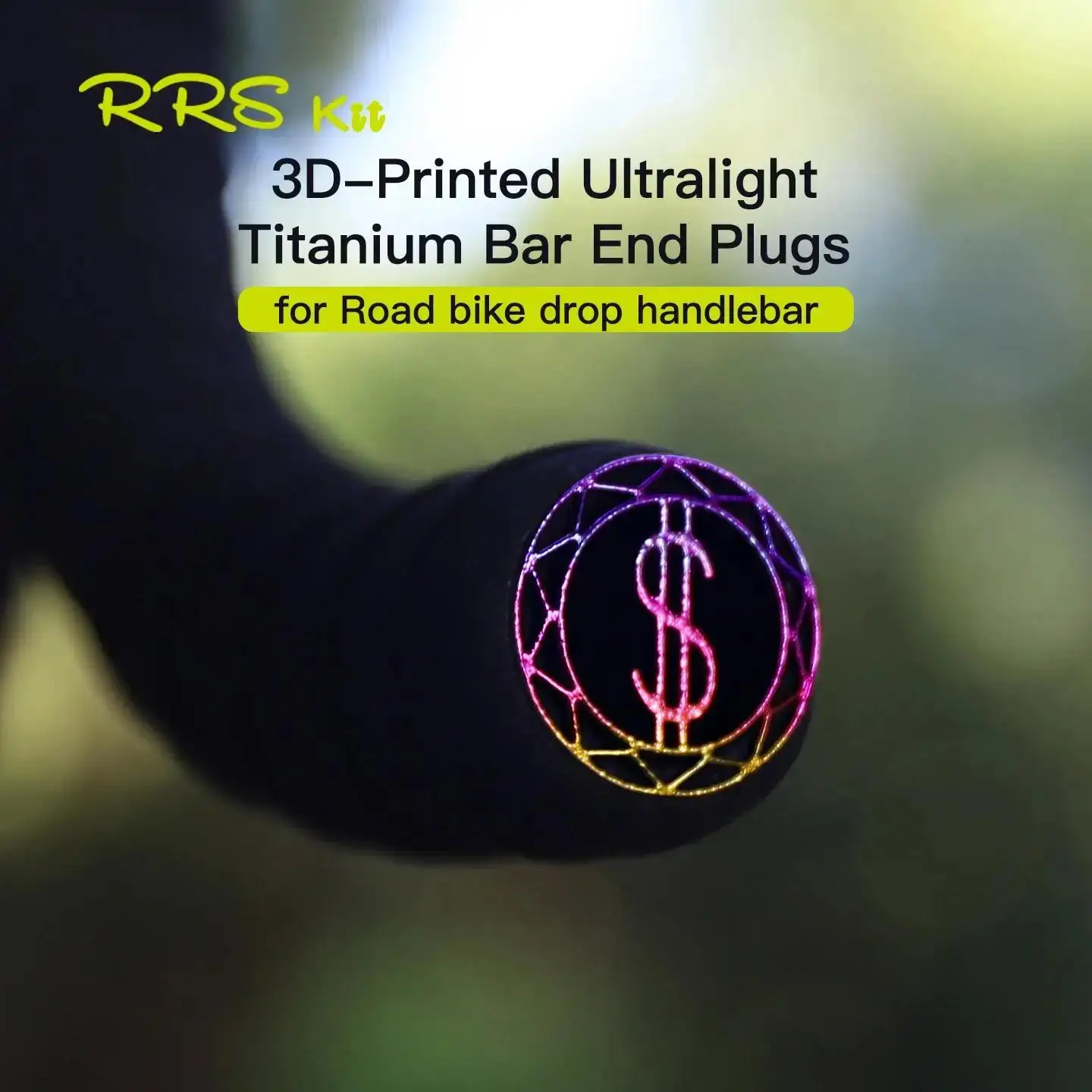 

RRSKIT Road Bike Drop Handlebar End Plug 3D Printed Titanium Alloy Ultra-light Road Bike Drop Handlebar Plug Bicycle Accessories