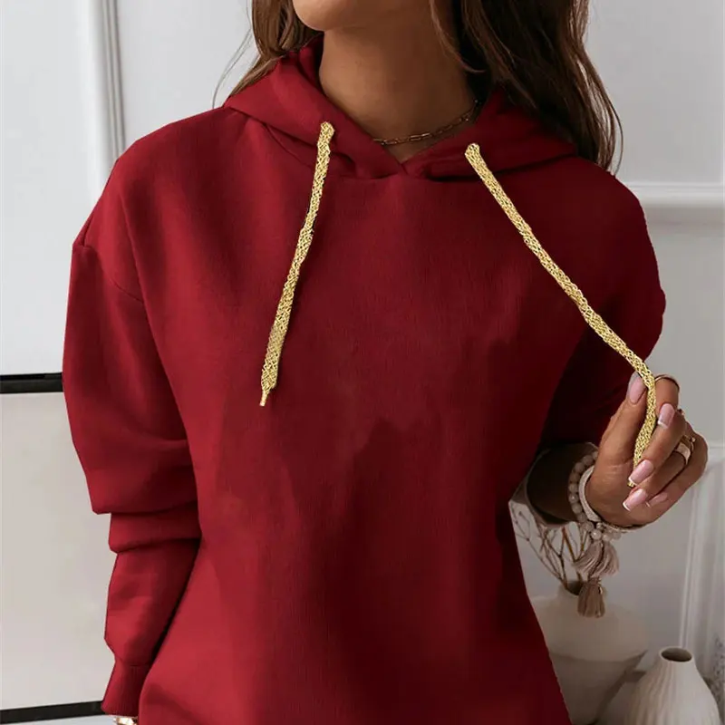 Woman Hoodies Sweatshirts Dress  Long Sleeve Trendy Pull Over Women Hoodie Dress Solid Color Casual Loose Pullover Hoodie
