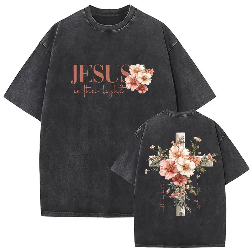 Lift Is Good Beautiful Print Washed T Shirts Women Soft Cotton T-Shirt Street Creative Short Sleeve Summer Casual Tops T-shirts