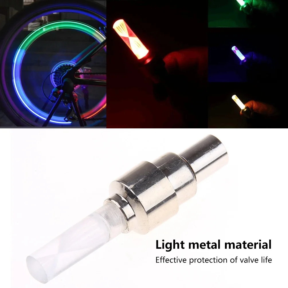 2pcs Bicycle Tire Lights with Battery Wheel Spoke LED Bike Valve Stem Light Tyre Cap Lamp for MTB Road Bike Night Safety Cycling