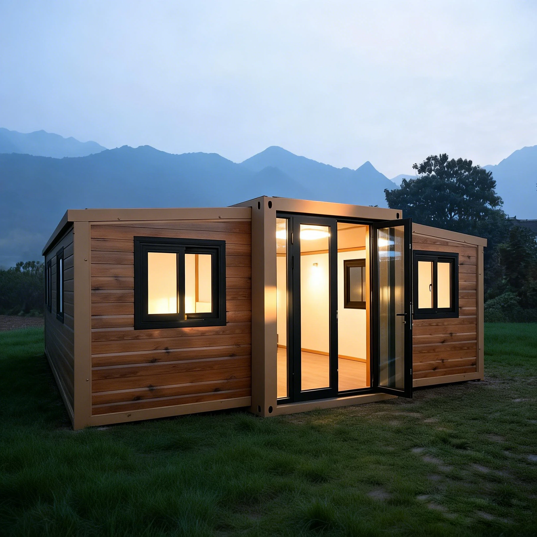 Manufacturer Prefabricated Expandable Container House Modular Movable Prefab Portable Small Homes Sala de expansion de doble ala