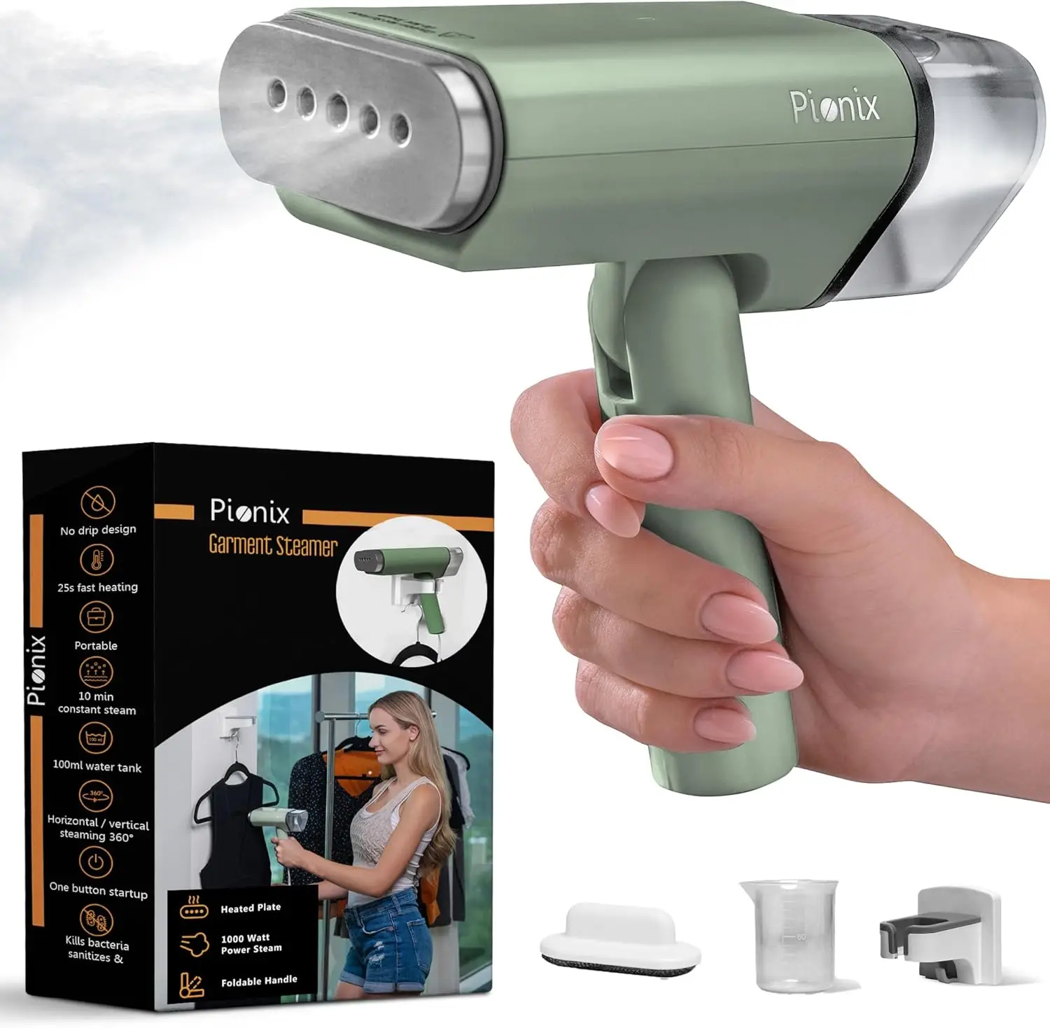 

Handheld Garment Steamer - Foldable Handheld Steamer Clothes, 2-in-1 Horizontal & Vertical Fabric Steamer, Portable Hand Held