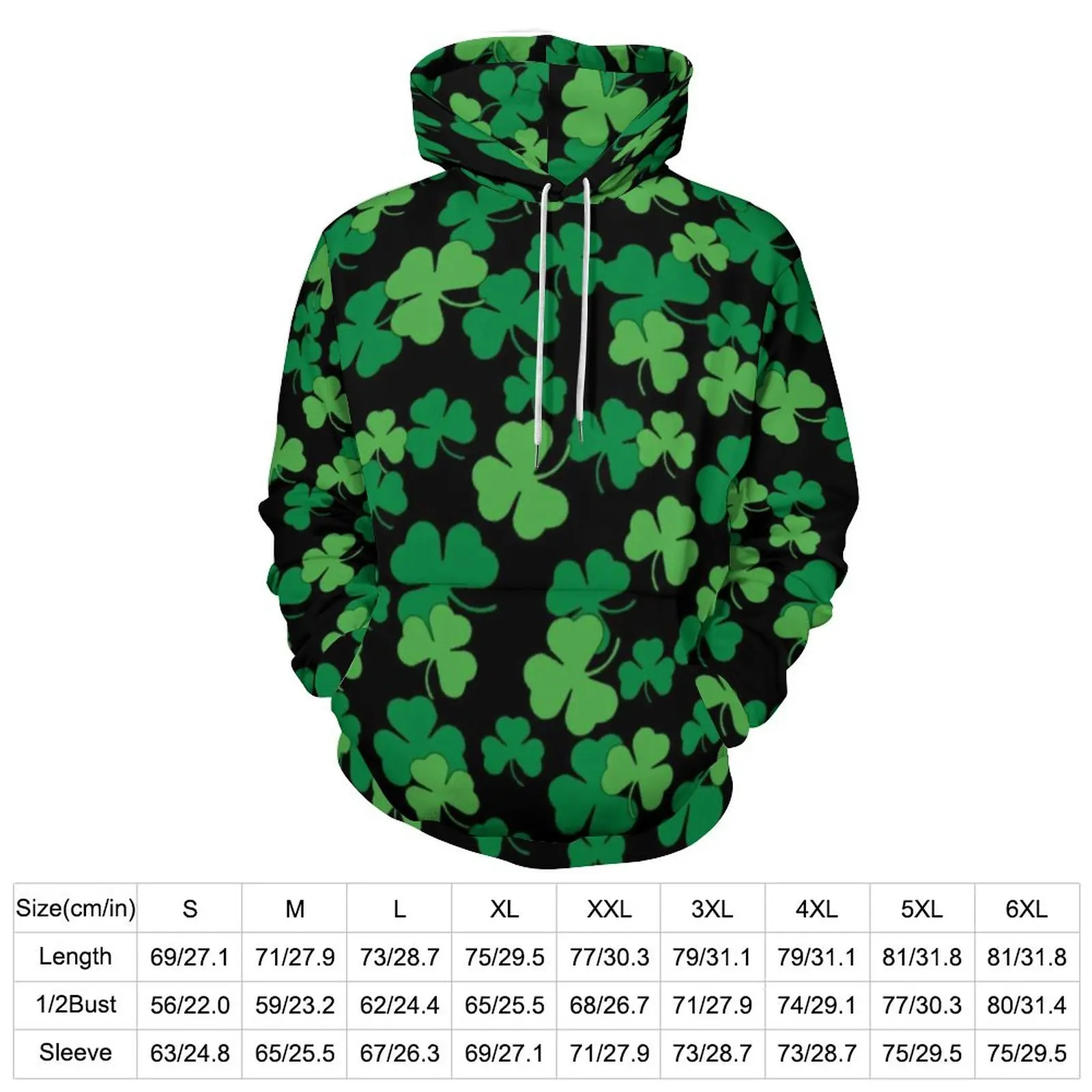 St Patricks Day Irish Casual Hoodies Shamrocks Print Funny Loose Hoodie Winter Long-Sleeve Hip Hop Oversized Hooded Sweatshirts