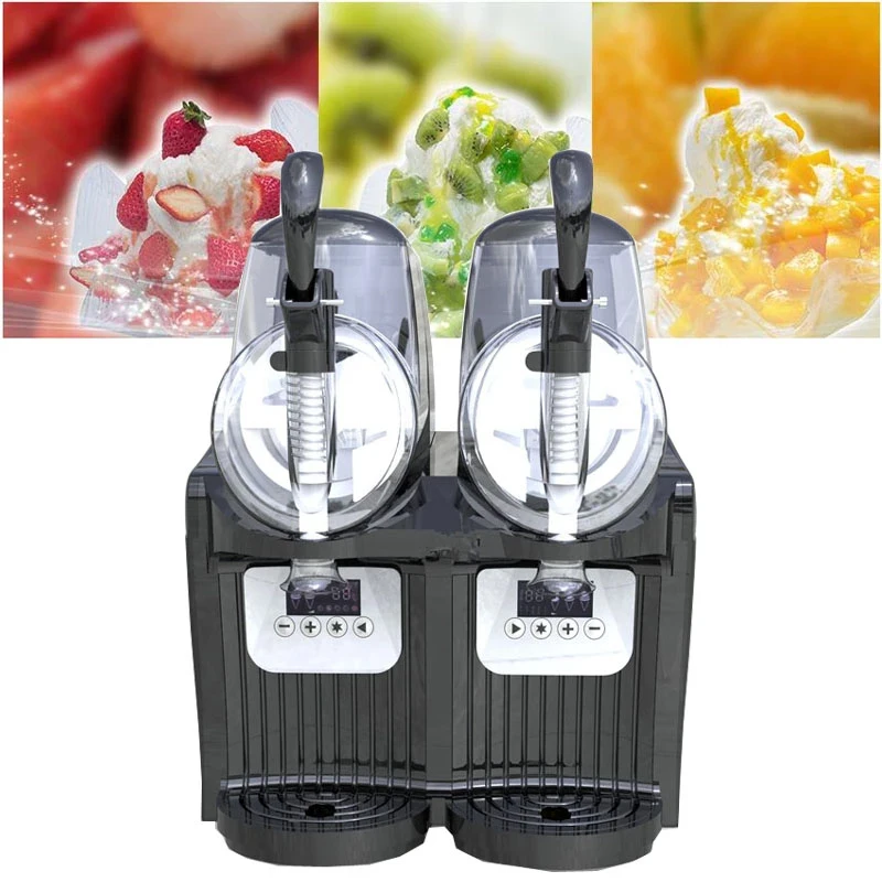 

Commercial Snow Melting Machine Mini Slush Machine Ice Snow Cold Drink Maker 2 Tank Smoothies Granita Machine